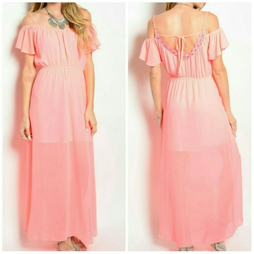 Coral Off Shoulder Dress